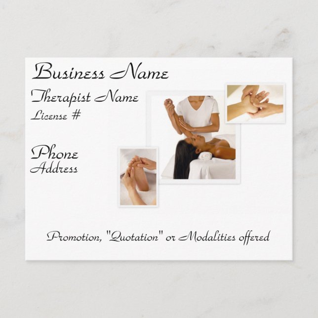 Customisable Massage/BodyWork Postcard (white) (Front)