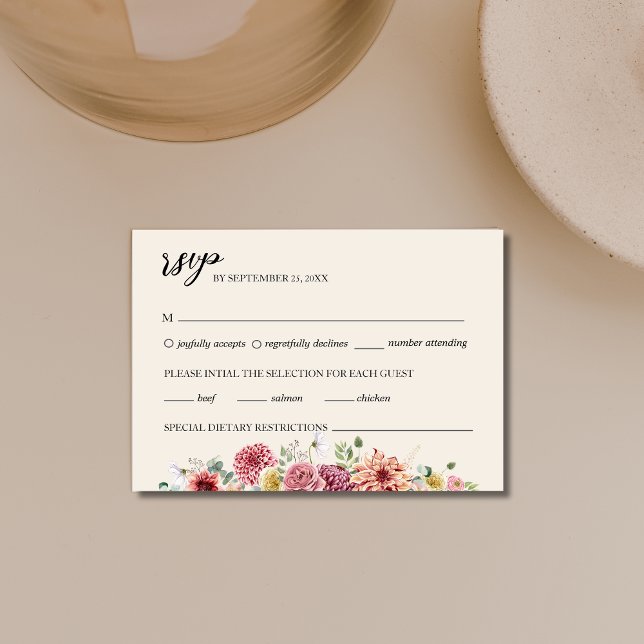 Customisable Mauve Wedding Response Card (Creator Uploaded)