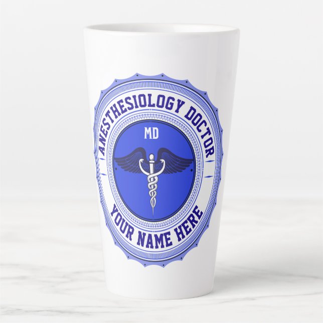 Customisable MD Speciality Caduceus Anaesthesiolog Latte Mug (Front)