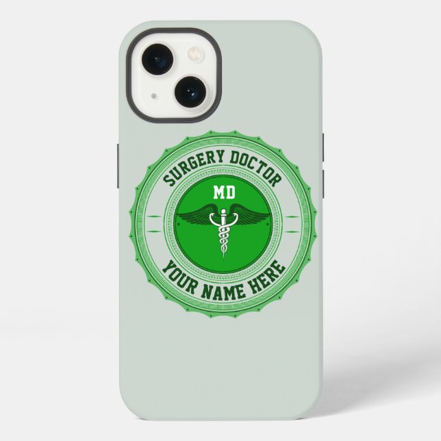 Customisable MD Speciality Caduceus Surgeon iPhone Case (Back)