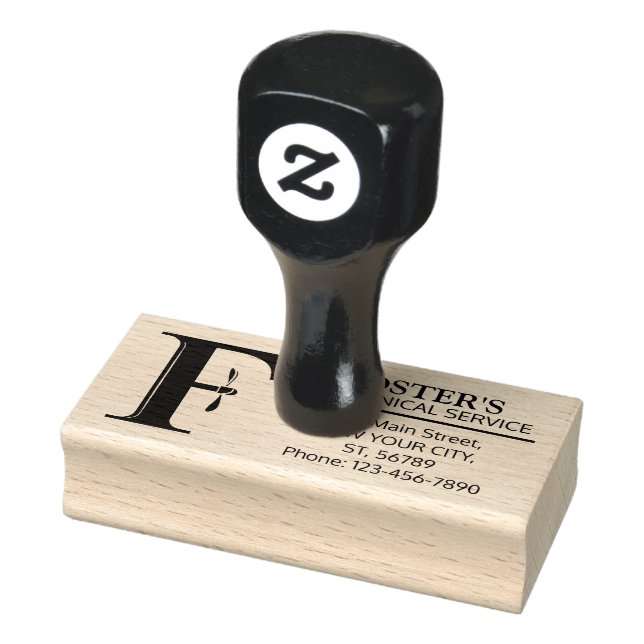 Customisable Mechanical monogram. Initial "F" Rubber Stamp (Stamp)