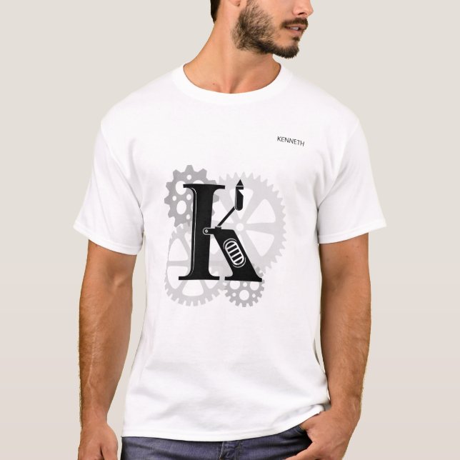 Customisable Mechanical monogram. Initial "K" T-Shirt (Front)