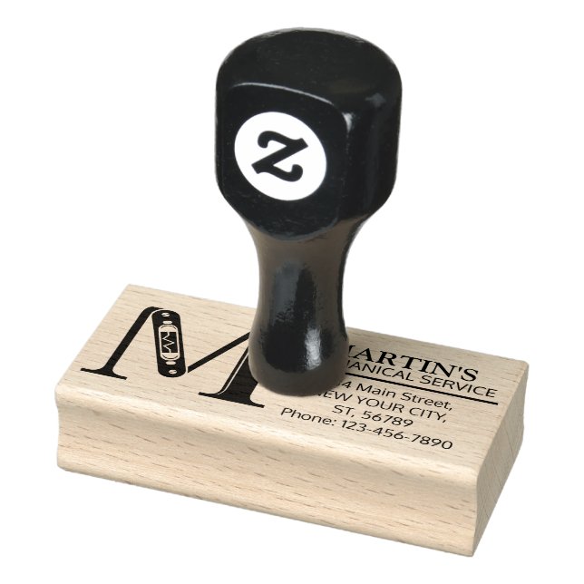 Customisable Mechanical monogram. Initial "M" Rubber Stamp (Stamp)