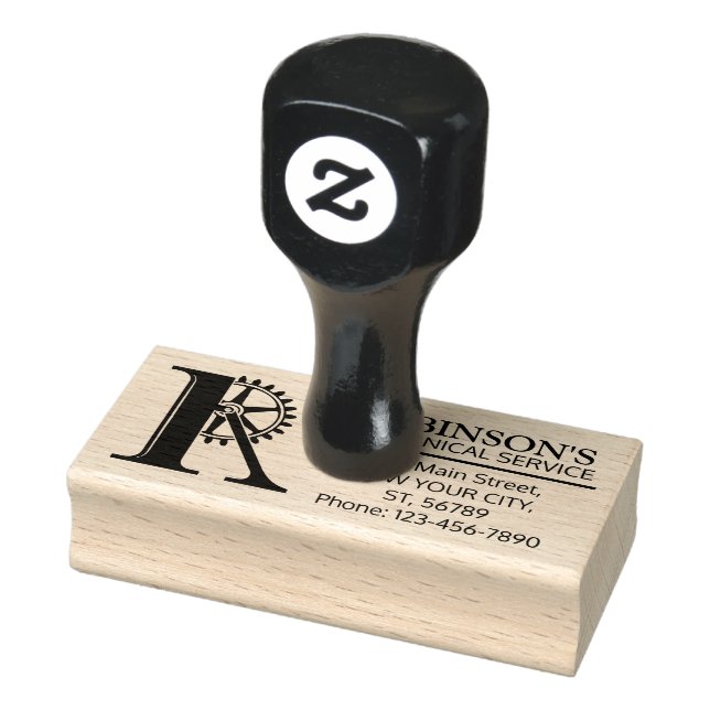 Customisable Mechanical monogram. Initial "R" Rubber Stamp (Stamp)