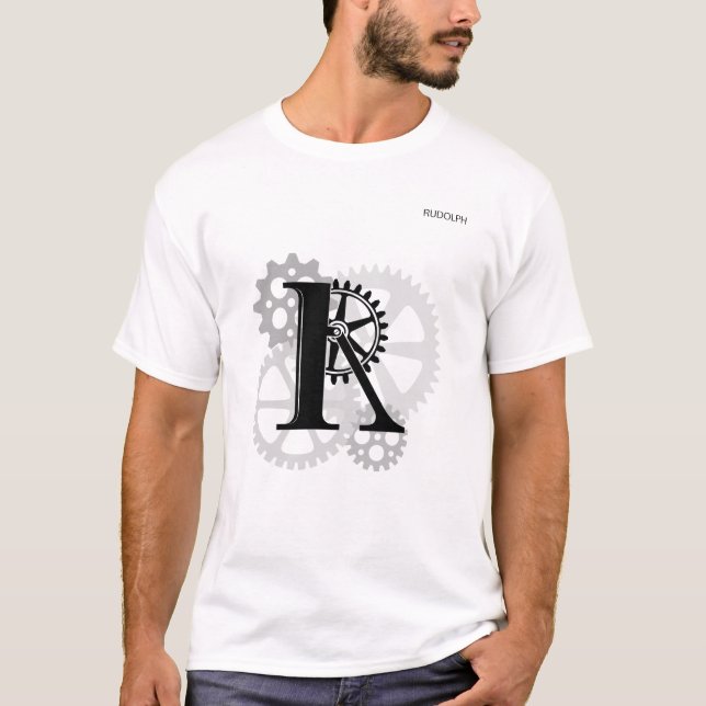 Customisable Mechanical monogram. Initial "R" T-Shirt (Front)