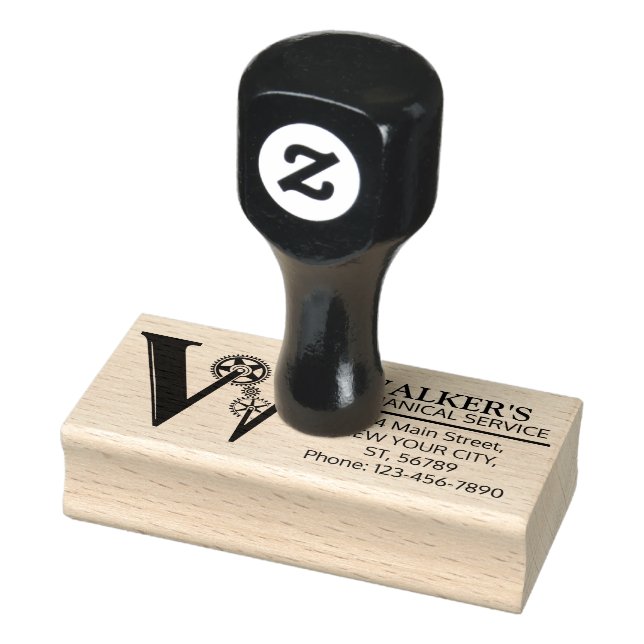 Customisable Mechanical monogram. Initial "W" Rubber Stamp (Stamp)