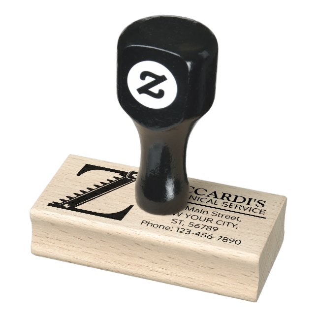 Customisable Mechanical monogram. Initial "Z" Rubber Stamp (Stamp)