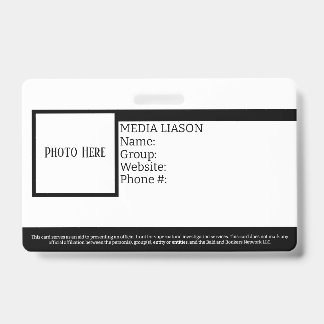 Customisable Media Liason ID Badge