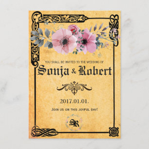 Customisable Mediaeval Celtic Floral invitation
