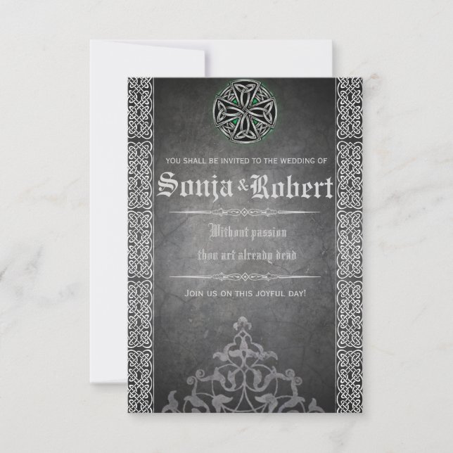 Customisable Mediaeval Celtic wedding invitation (Front)