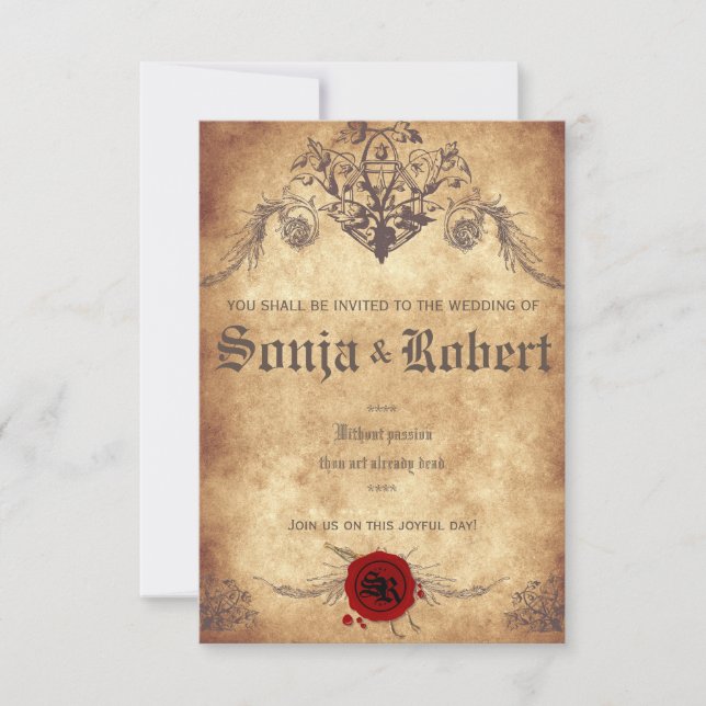 Customisable Mediaeval Fantasy wedding invitation (Front)