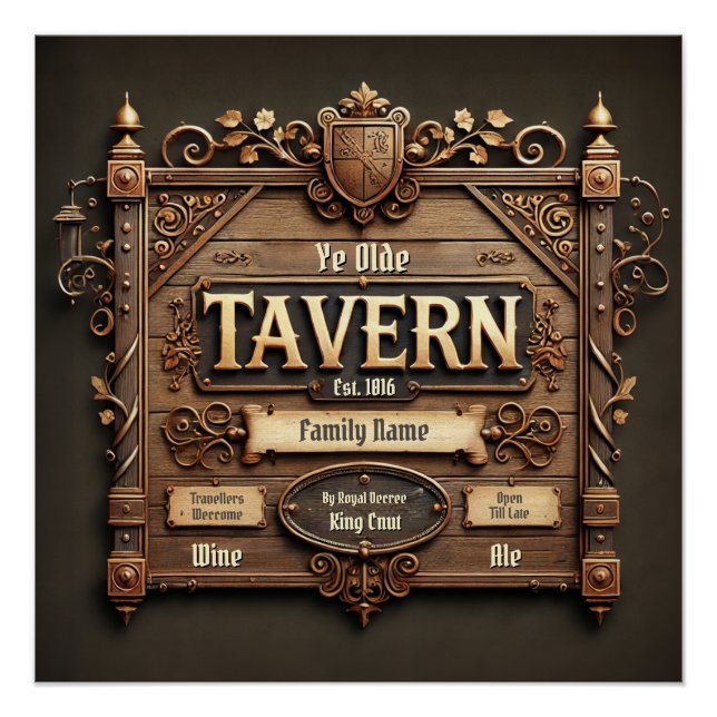 Customisable Medieval Tavern Glossy Poster (Front)