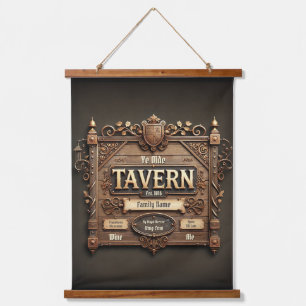 Customisable Medieval Tavern Wood Topped Wall Hanging Tapestry