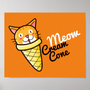 Customisable Meow Cream Cone Poster