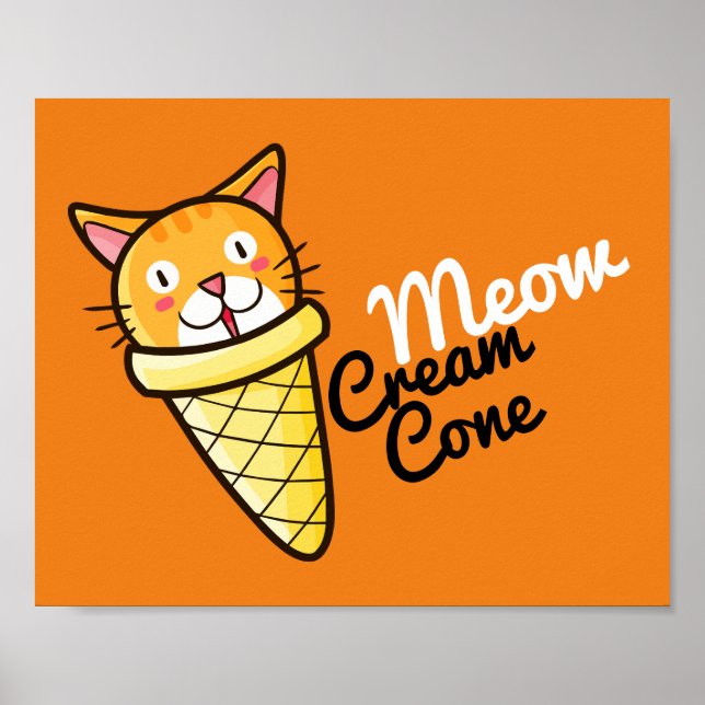 Customisable Meow Cream Cone Poster (Front)