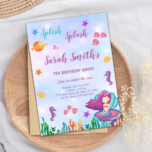 Customisable Mermaid Birthday Invitation