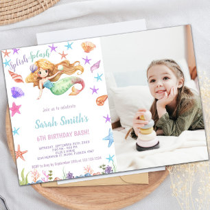 Customisable Mermaid Birthday Invitations for Kids