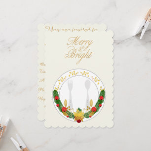 Customisable Merry & Bright Christmas Dinner Invitation
