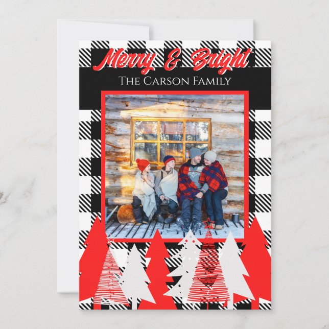 Customisable Merry & Bright Christmas Greeting Announcement (Front)