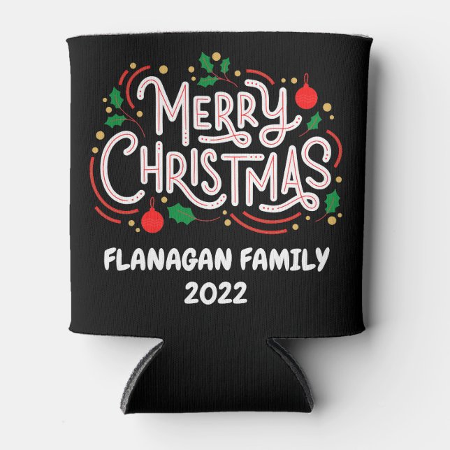 Customisable Merry Christmas Can Cooler (Front)