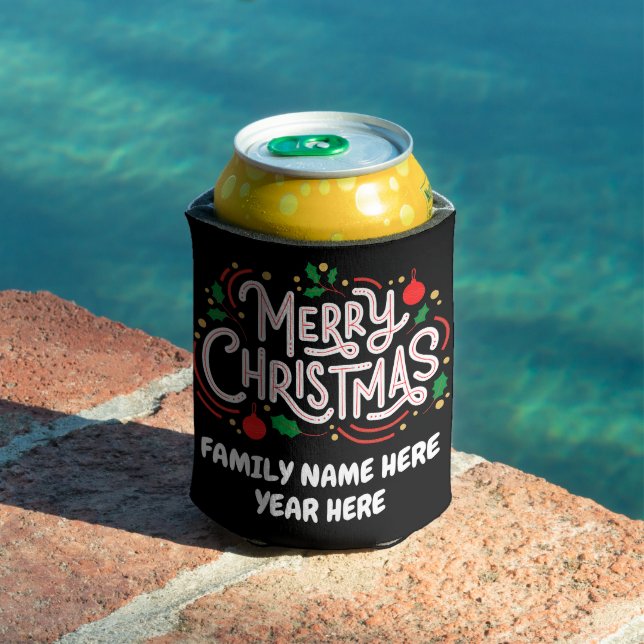 Customisable Merry Christmas Can Cooler (In Situ Pool)