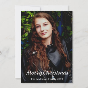 Customisable Merry Christmas Green Polka Dots Holiday Card