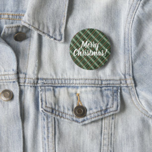 Customisable Merry Christmas Plaid 6 Cm Round Badge