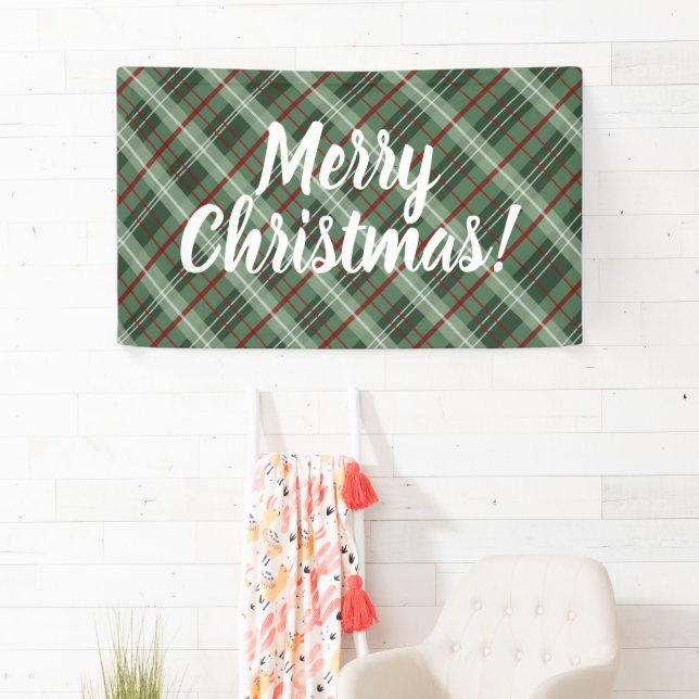 Customisable Merry Christmas Plaid Banner (Insitu)