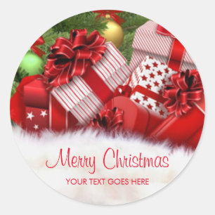 Customisable Merry Christmas Text Gifts Template Classic Round Sticker