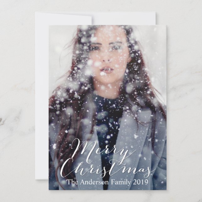 Customisable Merry Christmas Typography Holiday Card (Front)