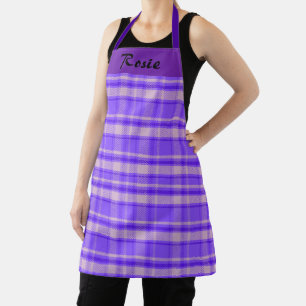 Customisable Merry Peri Plaid, Purple Tartan Apron