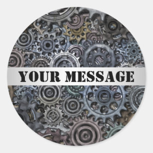 Customisable Metal Gear Steampunk Design Classic Round Sticker