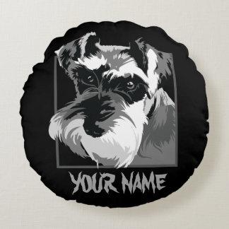Customisable Miniature Schnauzer Dog Round Cushion
