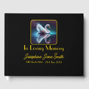 Customisable Minimal Funeral Memorial Guest Swan Guest Book