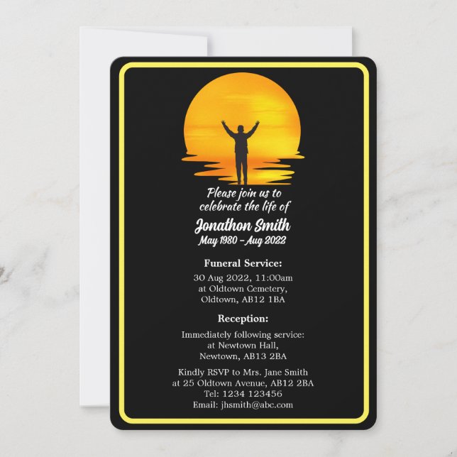 Customisable Minimalist Funeral Invitation Card (Front)