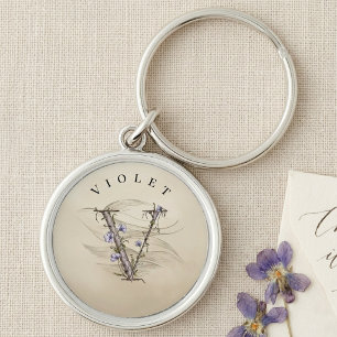 Customisable Minimalist Initial 'V' Elegant Key Ring