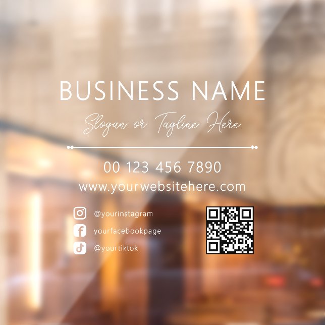Customisable Minimalist Modern Small Business Window Cling (Sheet 2)