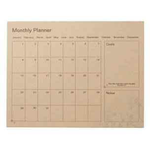 Customisable Minimalist Monthly Planner  Notepad