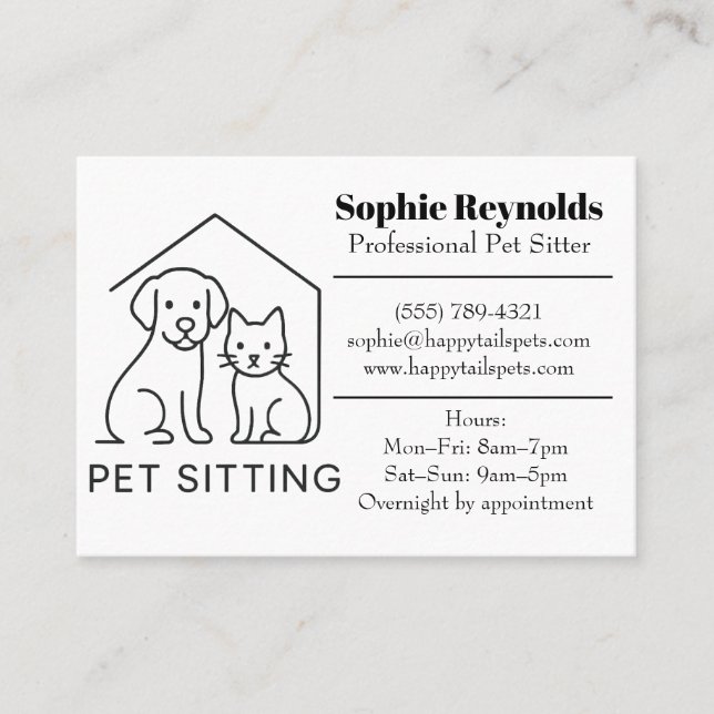 Customisable Minimalist Pet Sitter Business Card  (Front)