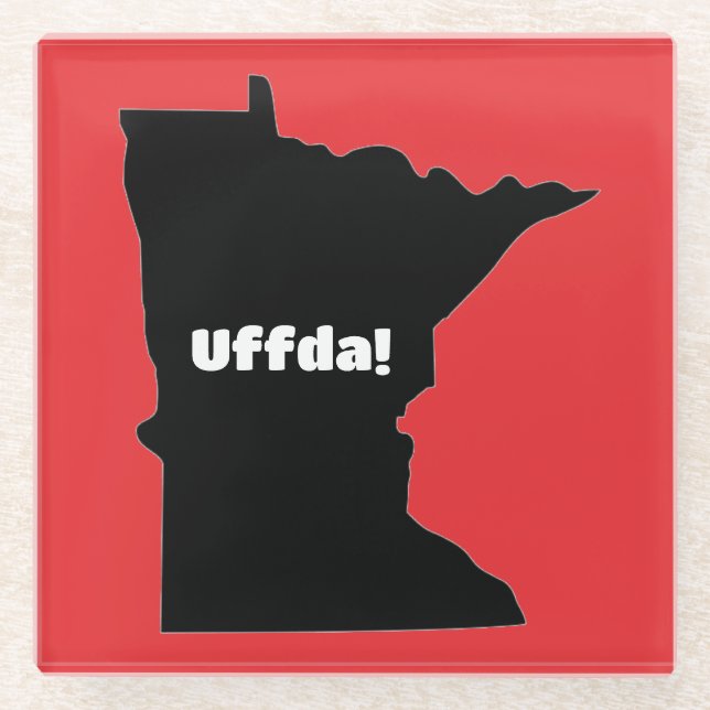 Customisable Minnesota Uffda Glass Coaster (Front)