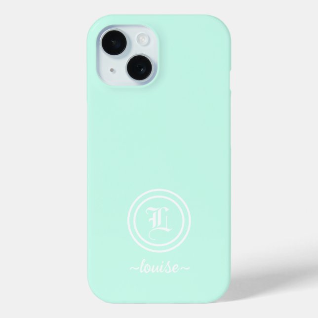 Customisable Mint Green Monogram Phone Case (Back)