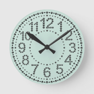 Customisable Mint Paw Print Wall Round Clock