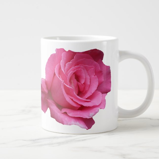 Customisable Miriam name monogram pink rose floral Large Coffee Mug (Right)