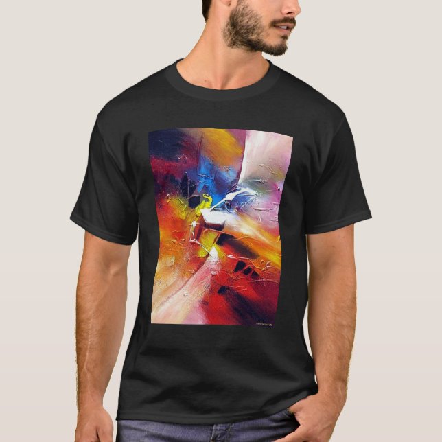 Customisable Modern Abstract Art Painting Black T-Shirt (Front)