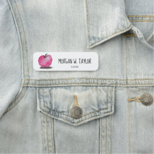 Customisable Modern Apple Tutor Teacher magnet Name Tag