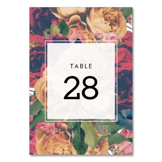 Customisable Modern Boho Floral Wedding Table Number (Front)