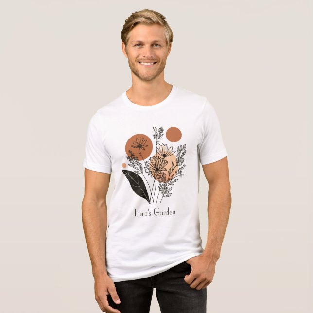 Customisable Modern Botanical Flower Garden Design Tri-Blend Shirt (Front Full)