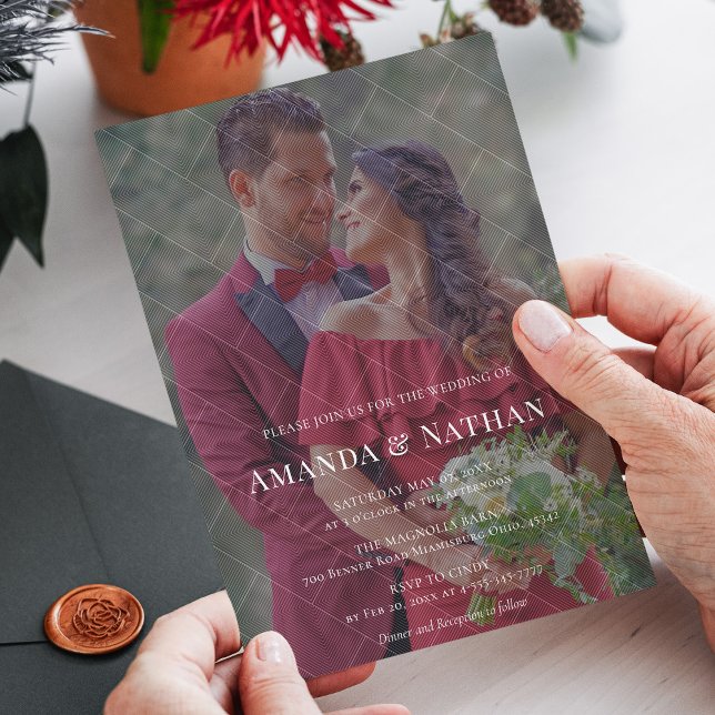 Customisable Modern Diagonal Striped Photo Wedding Invitation (Modern Diagonal Striped Photo Stylish Wedding Invitation)