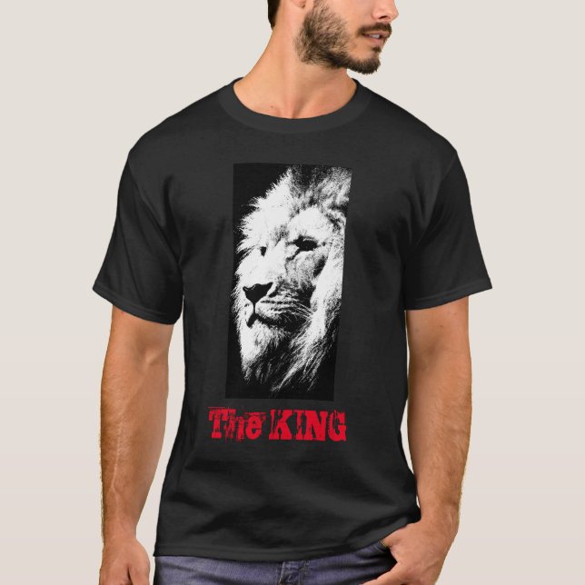 Customisable Modern Elegant Black Pop Art Lion T-Shirt (Front)