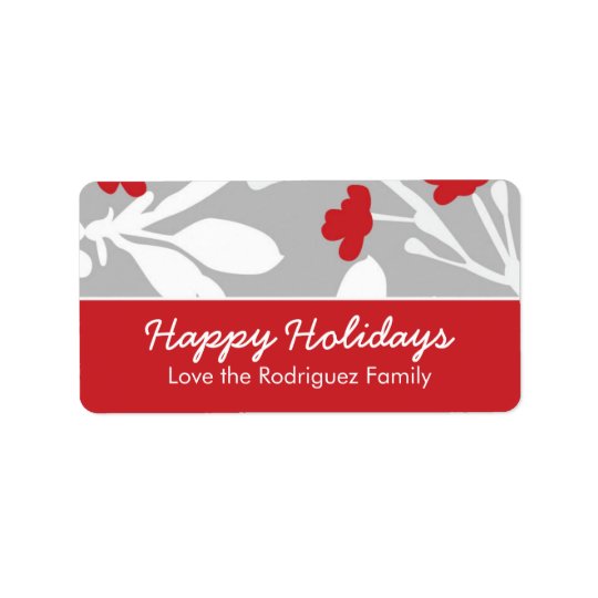 Customisable Modern Floral Holiday Label Address Label
